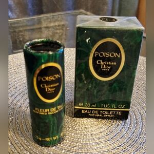 VINTAGE 1991 Christian Dior POISON Set - 30ml 1oz EDT & Fleur de Talc - Original